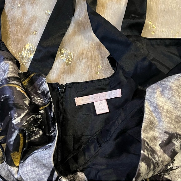 Rebecca Taylor 10 Black Gray Floral Silk Dress - Picture 4 of 10